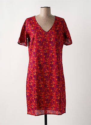 Robe mi-longue imprimé fantaisie manches courtes rouge LA FIANCÉE femme