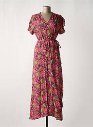 Robe longue imprimé fantaisie manches courtes rose LA FIANCÉE femme