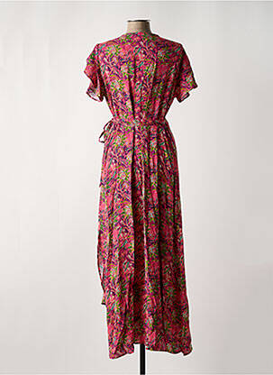 Robe longue imprimé fantaisie manches courtes rose LA FIANCÉE femme