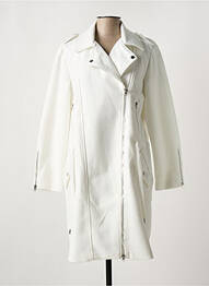 Manteau long coupe droite sans capuche blanc SUZA femme
