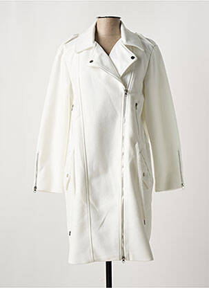 Manteau long coupe droite sans capuche blanc SUZA femme