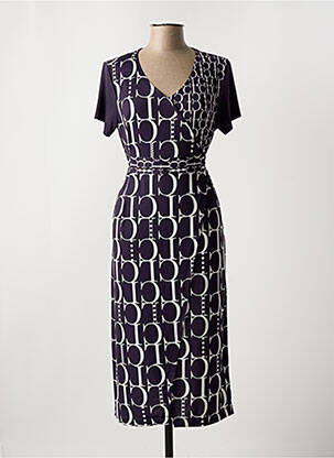 Robe mi-longue imprimé fantaisie manches courtes bleu LE CABESTAN femme