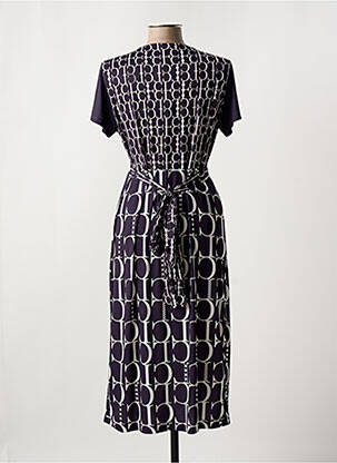 Robe mi-longue imprimé fantaisie manches courtes bleu LE CABESTAN femme