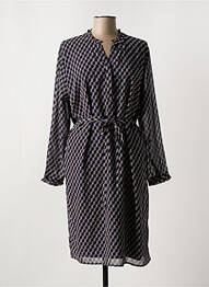 Robe mi-longue imprimé fantaisie manches longues bleu SIGNATURE femme