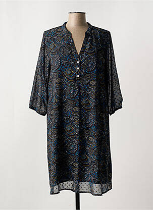 Robe mi-longue imprimé fantaisie manches longues noir LA FIANCÉE femme