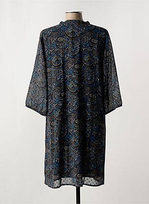 Robe mi-longue imprimé fantaisie manches longues noir LA FIANCÉE femme