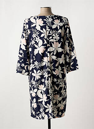 Robe mi-longue imprimé fleurs manches 3/4 bleu VICTORIA femme