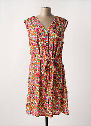 Robe mi-longue imprimé fantaisie sans manche orange JULIE GUERLANDE femme