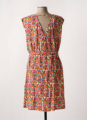 Robe mi-longue imprimé fantaisie sans manche orange JULIE GUERLANDE femme