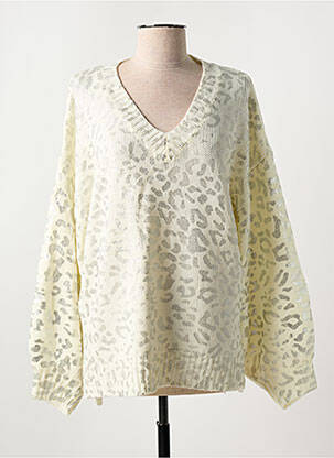 Pull col v manches longues beige CHRISTY femme
