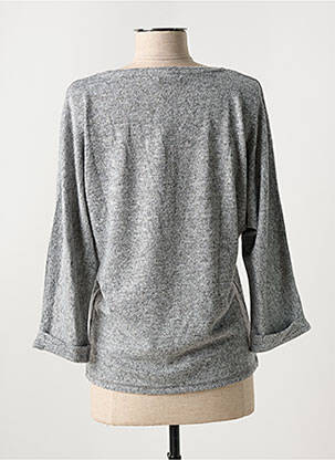Pull tissage chiné manches 3/4 gris SUZA femme