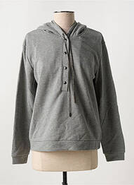 Sweat-shirt à capuche stretch manches longues gris SUZA femme