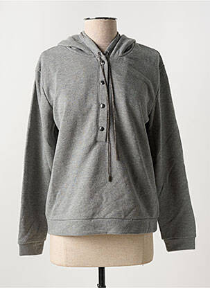 Sweat-shirt à capuche stretch manches longues gris SUZA femme
