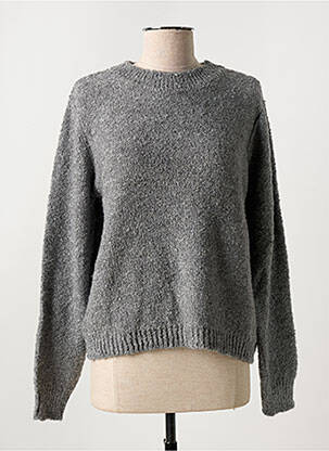 Pull tissage chiné manches longues gris MORE & MORE femme