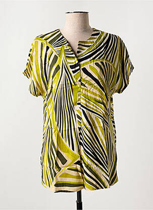 Blouse col v manches courtes vert SUZA femme