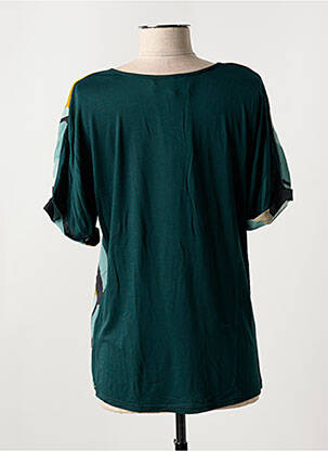 Blouse tissage popeline manches courtes vert SUZA femme