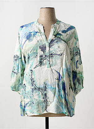Blouse imprimé fantaisie manches 3/4 bleu SUZA femme