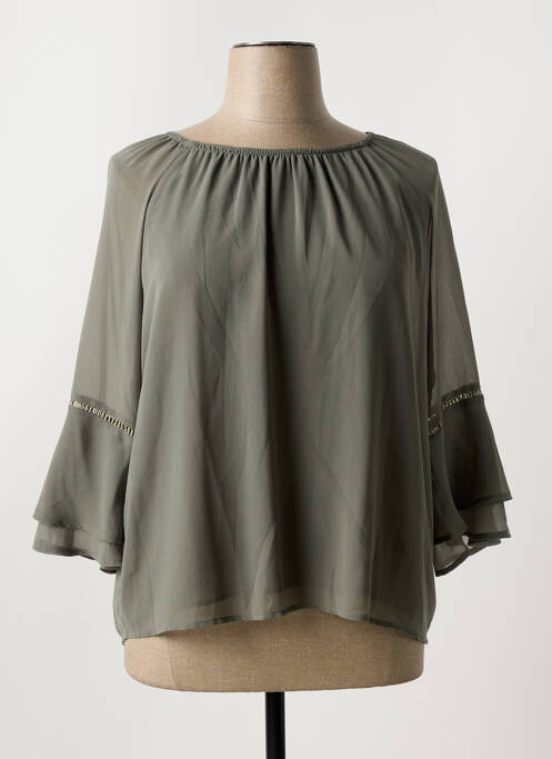 Top col rond manches 3/4 vert SIGNE NATURE femme