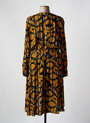 Robe mi-longue imprimé fantaisie manches longues jaune YEST femme