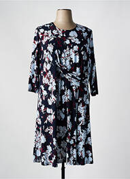 Robe mi-longue imprimé fleurs manches 3/4 bleu SIGNATURE femme