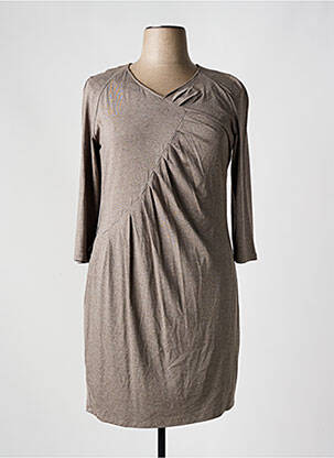 Robe mi-longue manches longues manches longues marron DIVAS femme