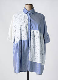 Tunique manches longues col chemisier bleu NEW COLLECTION femme