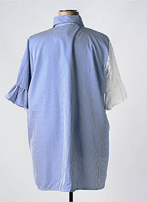 Tunique manches longues col chemisier bleu NEW COLLECTION femme