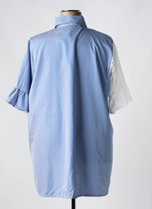 Tunique manches longues col chemisier bleu NEW COLLECTION femme