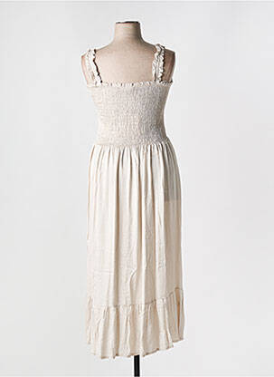 Robe longue coupe cintrée fines bretelles beige C'MELODIE femme