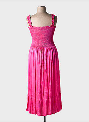 Robe longue coupe cintrée fines bretelles rose C'MELODIE femme