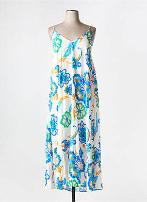 Robe longue fines bretelles fines bretelles bleu C'MELODIE femme