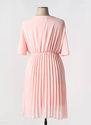 Robe mi-longue coupe fluide manches courtes rose C'MELODIE femme