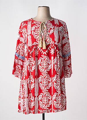 Robe courte manches 3/4 manches 3/4 rouge MADE IN ITALY femme