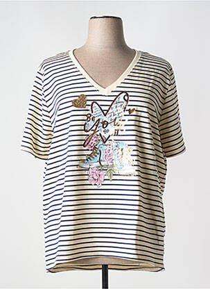 T-shirt coupe droite manches courtes beige MINA ROSA femme