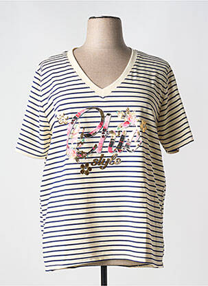 T-shirt coupe droite manches courtes beige MINA ROSA femme
