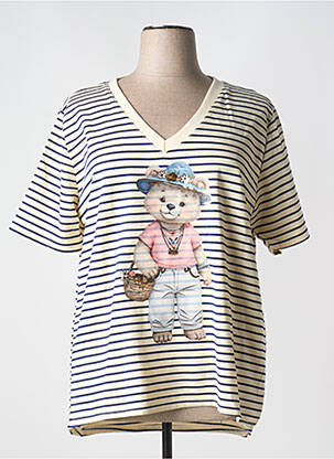T-shirt coupe droite manches courtes beige MINA ROSA femme