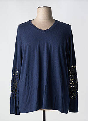 Pull col v manches longues bleu C'MELODIE femme
