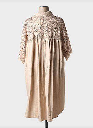Robe mi-longue manches 3/4 manches 3/4 beige BUBBLEE femme