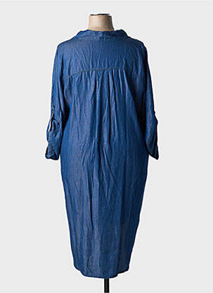 Tunique manches longues col chemisier bleu MADE IN ITALY femme