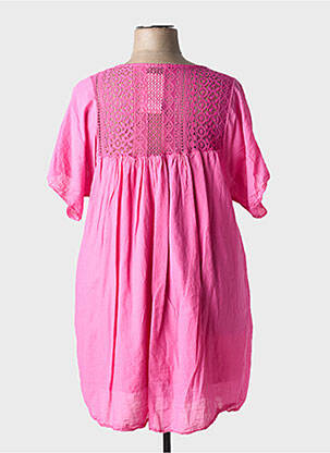 Robe courte coupe évasée manches courtes rose MADE IN ITALY femme