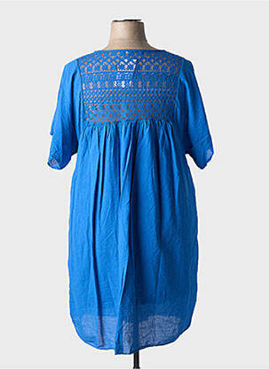 Robe courte coupe évasée manches courtes bleu MADE IN ITALY femme