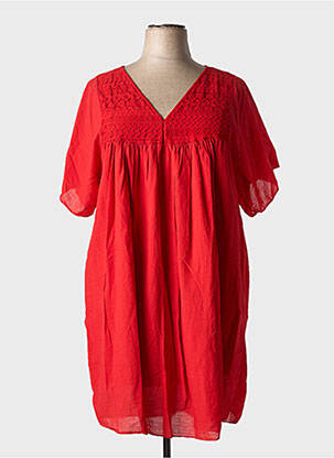 Robe courte coupe évasée manches courtes rouge MADE IN ITALY femme