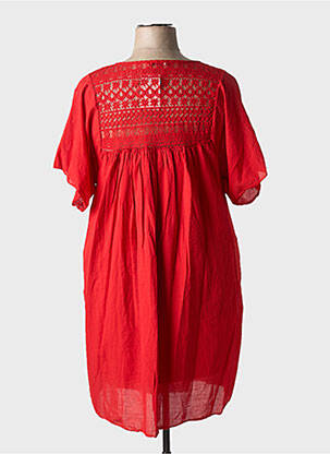 Robe courte coupe évasée manches courtes rouge MADE IN ITALY femme