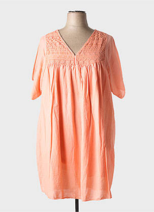 Robe courte coupe évasée manches courtes orange MADE IN ITALY femme
