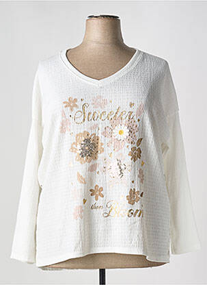 Top stretch manches longues blanc MINA ROSA femme