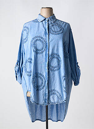 Tunique manches longues bleu MINA ROSA pour femme