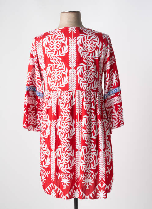 Robe courte manches 3/4 manches 3/4 rouge MADE IN ITALY femme