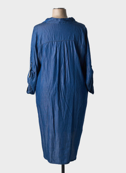 Tunique manches longues col chemisier bleu MADE IN ITALY femme