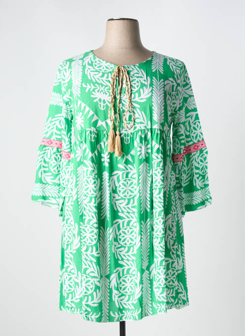 Robe courte vert MADE IN ITALY pour femme