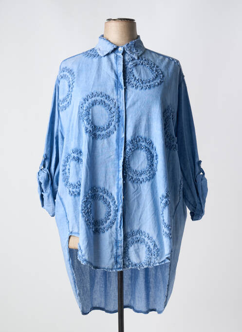 Tunique manches longues bleu MINA ROSA pour femme